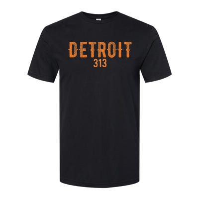 Design Detroit 313 Orange Text Apparel Softstyle CVC T-Shirt