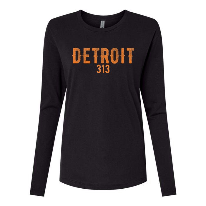 Design Detroit 313 Orange Text Apparel Womens Cotton Relaxed Long Sleeve T-Shirt