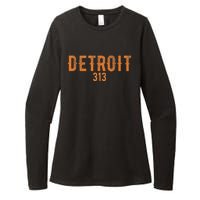 Design Detroit 313 Orange Text Apparel Womens CVC Long Sleeve Shirt