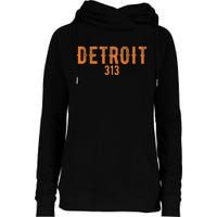 Design Detroit 313 Orange Text Apparel Womens Funnel Neck Pullover Hood