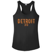 Design Detroit 313 Orange Text Apparel Ladies PosiCharge Competitor Racerback Tank