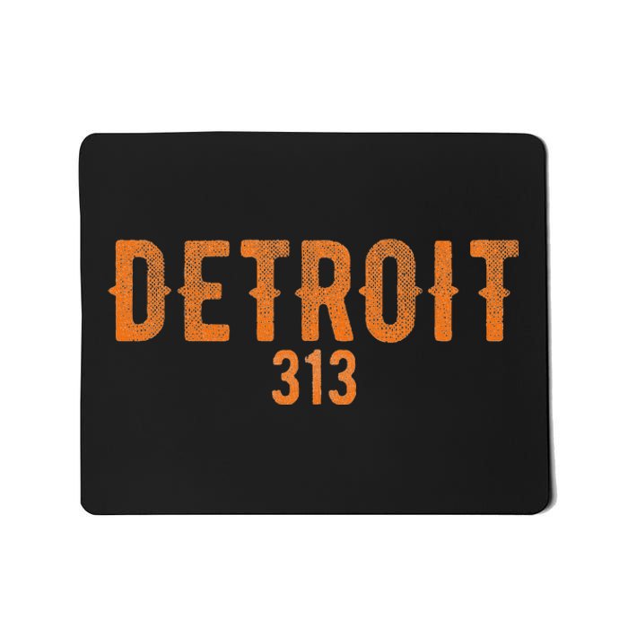 Design Detroit 313 Orange Text Apparel Mousepad