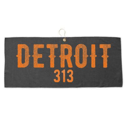 Design Detroit 313 Orange Text Apparel Large Microfiber Waffle Golf Towel