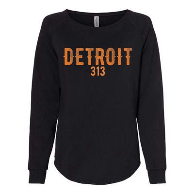 Design Detroit 313 Orange Text Apparel Womens California Wash Sweatshirt