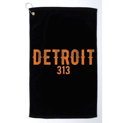 Design Detroit 313 Orange Text Apparel Platinum Collection Golf Towel