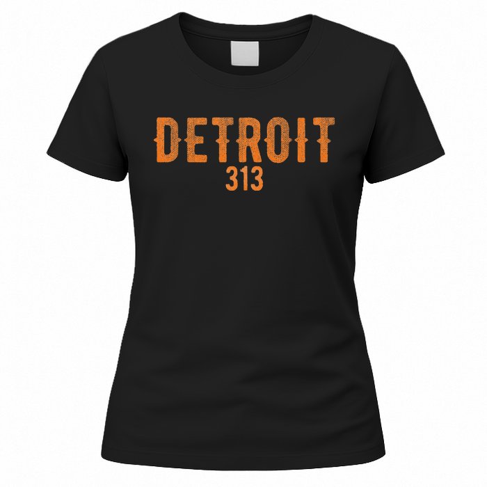 Design Detroit 313 Orange Text Apparel Women's T-Shirt