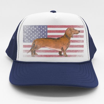 Dachshund Dog 4th Of July American Flag America Patriotic Trucker Hat