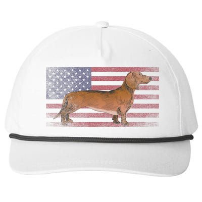 Dachshund Dog 4th Of July American Flag America Patriotic Snapback Five-Panel Rope Hat