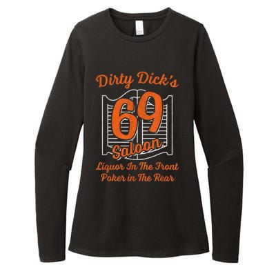 Dirty Dick's 69 Saloon Funny Gift Liquor In The Front Poker In The Rear Womens CVC Long Sleeve Shirt