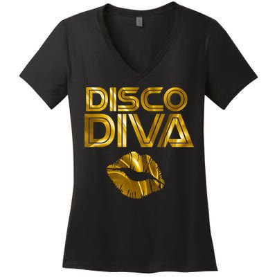 Disco Diva | 60s 70s 80s Costume Party Wear Outfit Tshirt Women's V-Neck T-Shirt