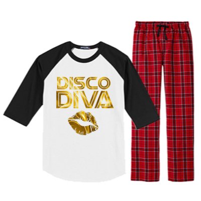 Disco Diva 60s 70s 80s Costume Party Wear Outfit Raglan Sleeve Pajama Set