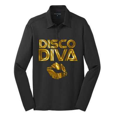 Disco Diva 60s 70s 80s Costume Party Wear Outfit Silk Touch Performance Long Sleeve Polo