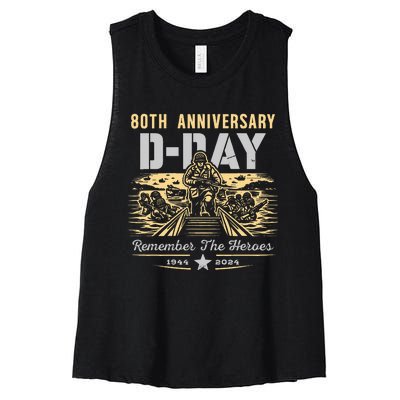 D Day 80th AnniversaryD Day 80th Anniversary Flag Women's Racerback Cropped Tank