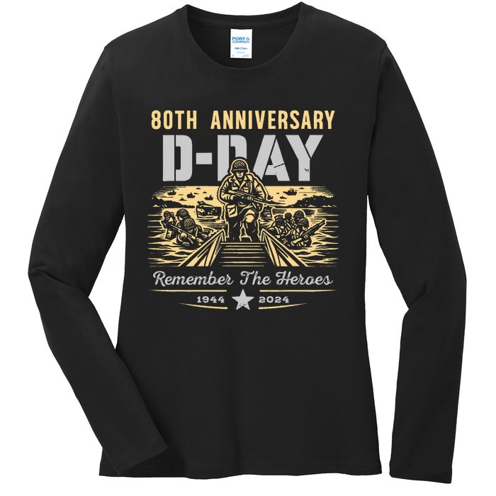 D Day 80th AnniversaryD Day 80th Anniversary Flag Ladies Long Sleeve Shirt