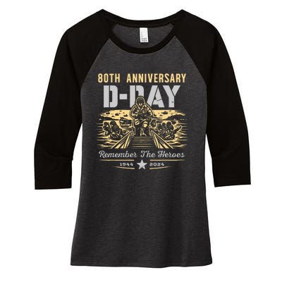 D Day 80th AnniversaryD Day 80th Anniversary Flag Women's Tri-Blend 3/4-Sleeve Raglan Shirt