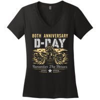 D Day 80th AnniversaryD Day 80th Anniversary Flag Women's V-Neck T-Shirt