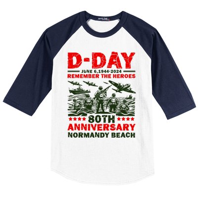 D Day 80th AnniversaryD Day 80th Anniversary Flag Baseball Sleeve Shirt