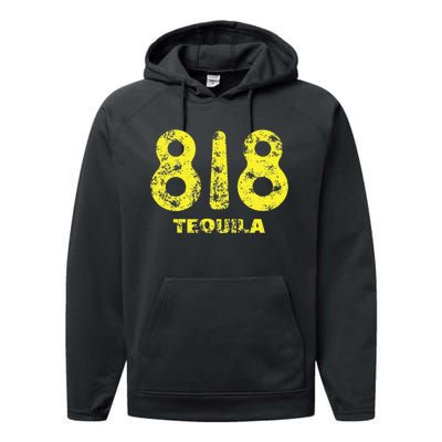 Drinking Design 818 Tequila Wine Lover Grunge Performance Fleece Hoodie