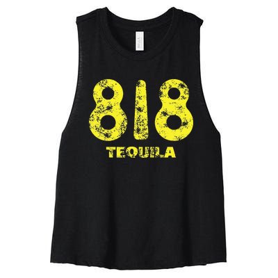 Drinking Design 818 Tequila Wine Lover Grunge Women's Racerback Cropped Tank