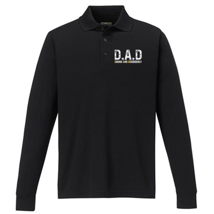 Dad Drunk And Disorderly Performance Long Sleeve Polo