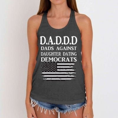 Daddd Dads Against Daughter Dating Democrats Women's Knotted Racerback Tank