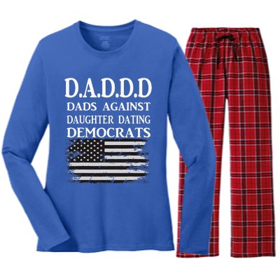 Daddd Dads Against Daughter Dating Democrats Women's Long Sleeve Flannel Pajama Set 