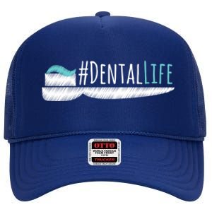 #Dentallife Dental Assistant Hygienist Dentist Gift High Crown Mesh Back Trucker Hat