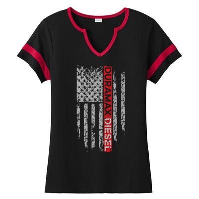 Duramax Diesel American Flag Ladies Halftime Notch Neck Tee