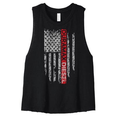 Duramax Diesel American Flag Women's Racerback Cropped Tank