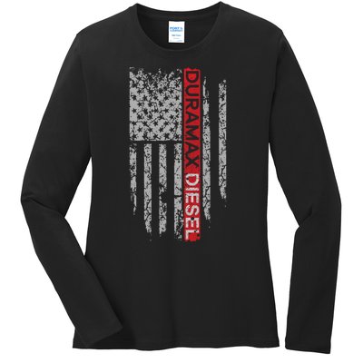 Duramax Diesel American Flag Ladies Long Sleeve Shirt