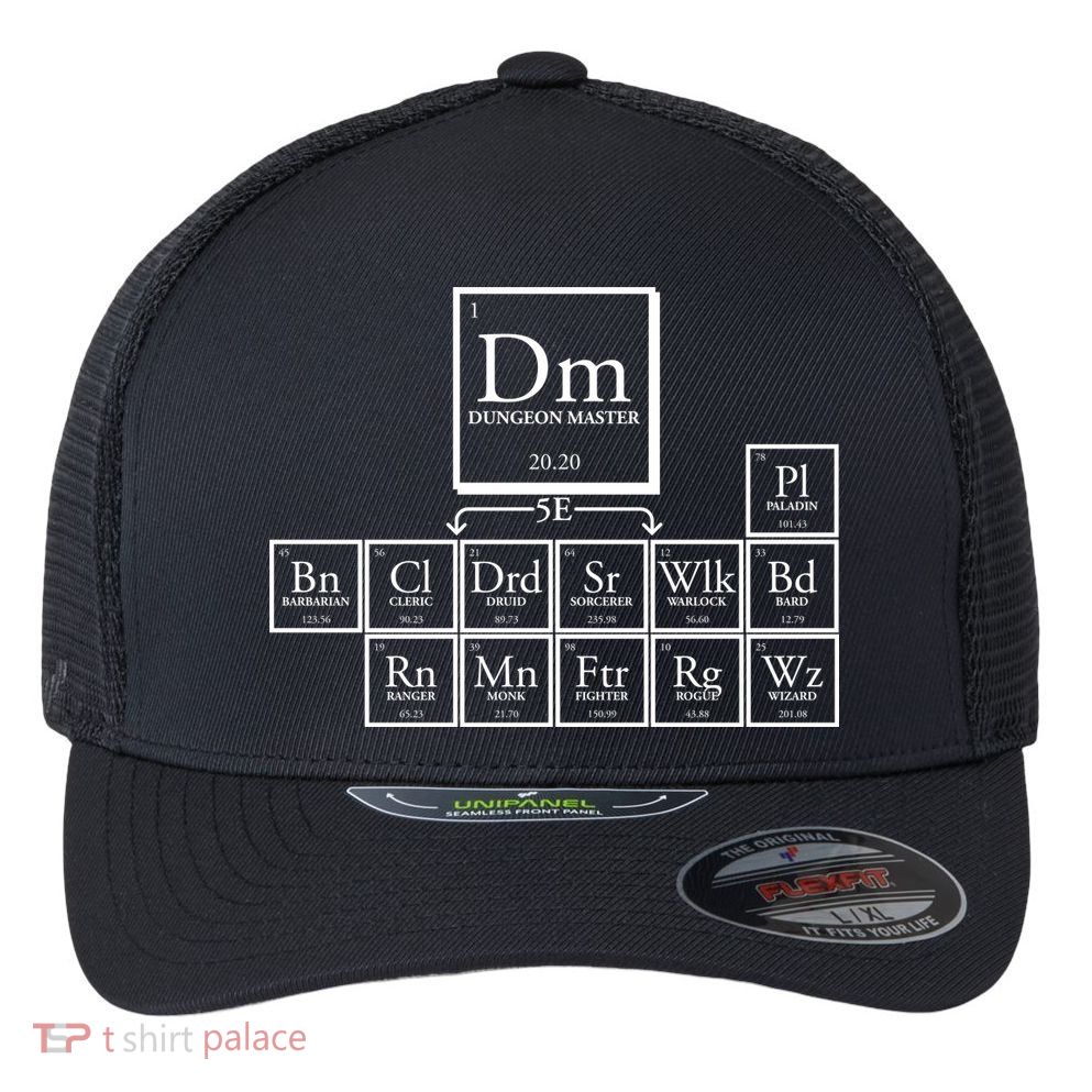 DnD Dungeon And Dragons Periodic Table Flexfit Unipanel Trucker Cap