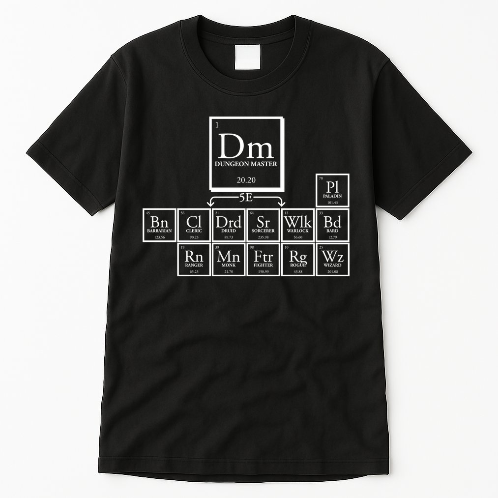 DnD Dungeon And Dragons Periodic Table Tall T-Shirt