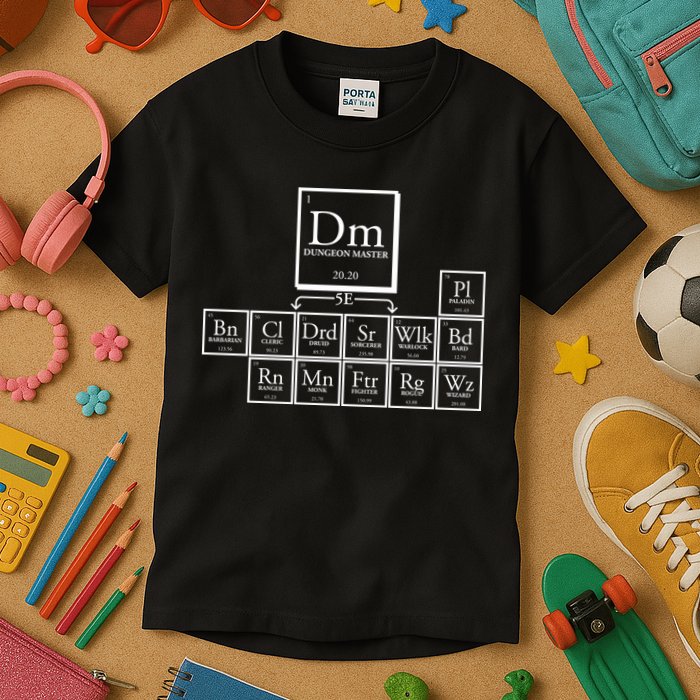 DnD Dungeon And Dragons Periodic Table Kids T-Shirt
