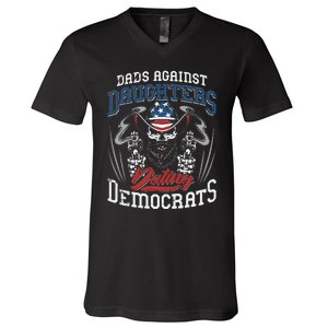 Daddd Dads Against Daughters Dating Democrats Funny V-Neck T-Shirt