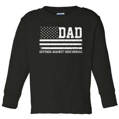 Dad Defends Against Douchebags Father Day Toddler Long Sleeve Shirt