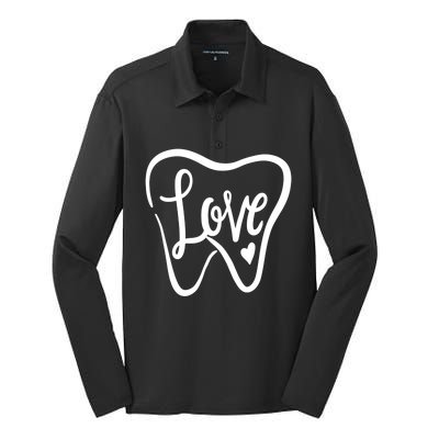 Dentist Dental Assistant Valentines Day Love Gift Silk Touch Performance Long Sleeve Polo