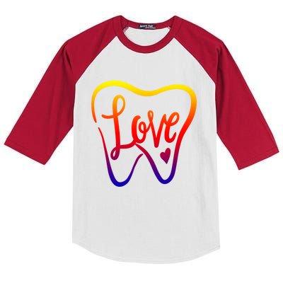 Dentist Dental Assistant Valentines Day Love Gift Kids Colorblock Raglan Jersey