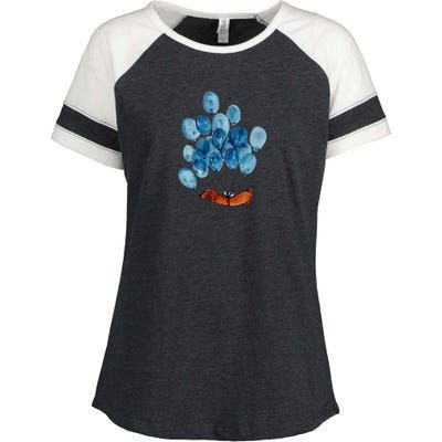 Dachshund Dog And Balloons Enza Ladies Jersey Colorblock Tee