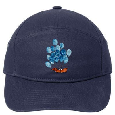 Dachshund Dog And Balloons 7-Panel Snapback Hat