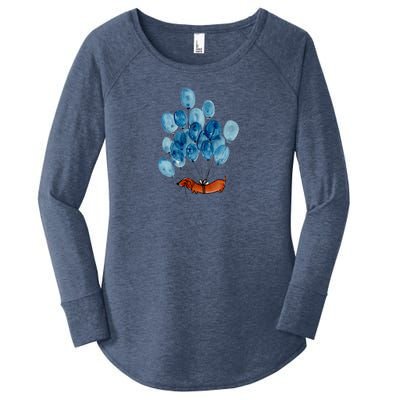 Dachshund Dog And Balloons Women's Perfect Tri Tunic Long Sleeve Shirt