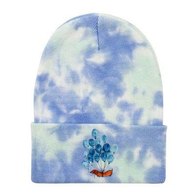 Dachshund Dog And Balloons Tie Dye 12in Knit Beanie