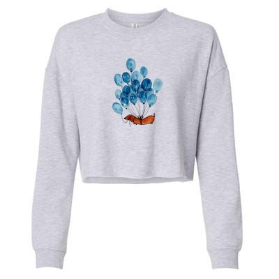 Dachshund Dog And Balloons Cropped Pullover Crew