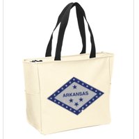 Distressed Diamond And Stars Arkansas State Flag Zip Tote Bag