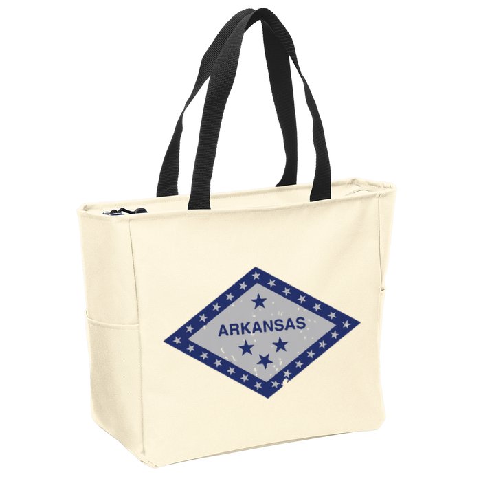Distressed Diamond And Stars Arkansas State Flag Zip Tote Bag