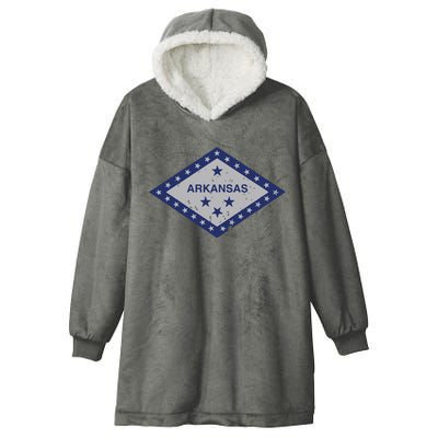 Distressed Diamond And Stars Arkansas State Flag Hooded Wearable Blanket