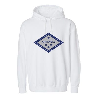 Distressed Diamond And Stars Arkansas State Flag Garment-Dyed Fleece Hoodie