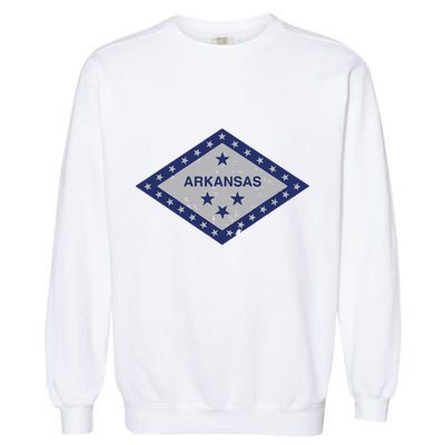 Distressed Diamond And Stars Arkansas State Flag Garment-Dyed Sweatshirt