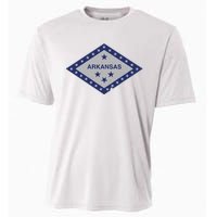 Distressed Diamond And Stars Arkansas State Flag Cooling Performance Crew T-Shirt