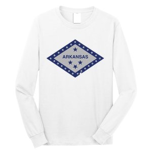 Distressed Diamond And Stars Arkansas State Flag Long Sleeve Shirt