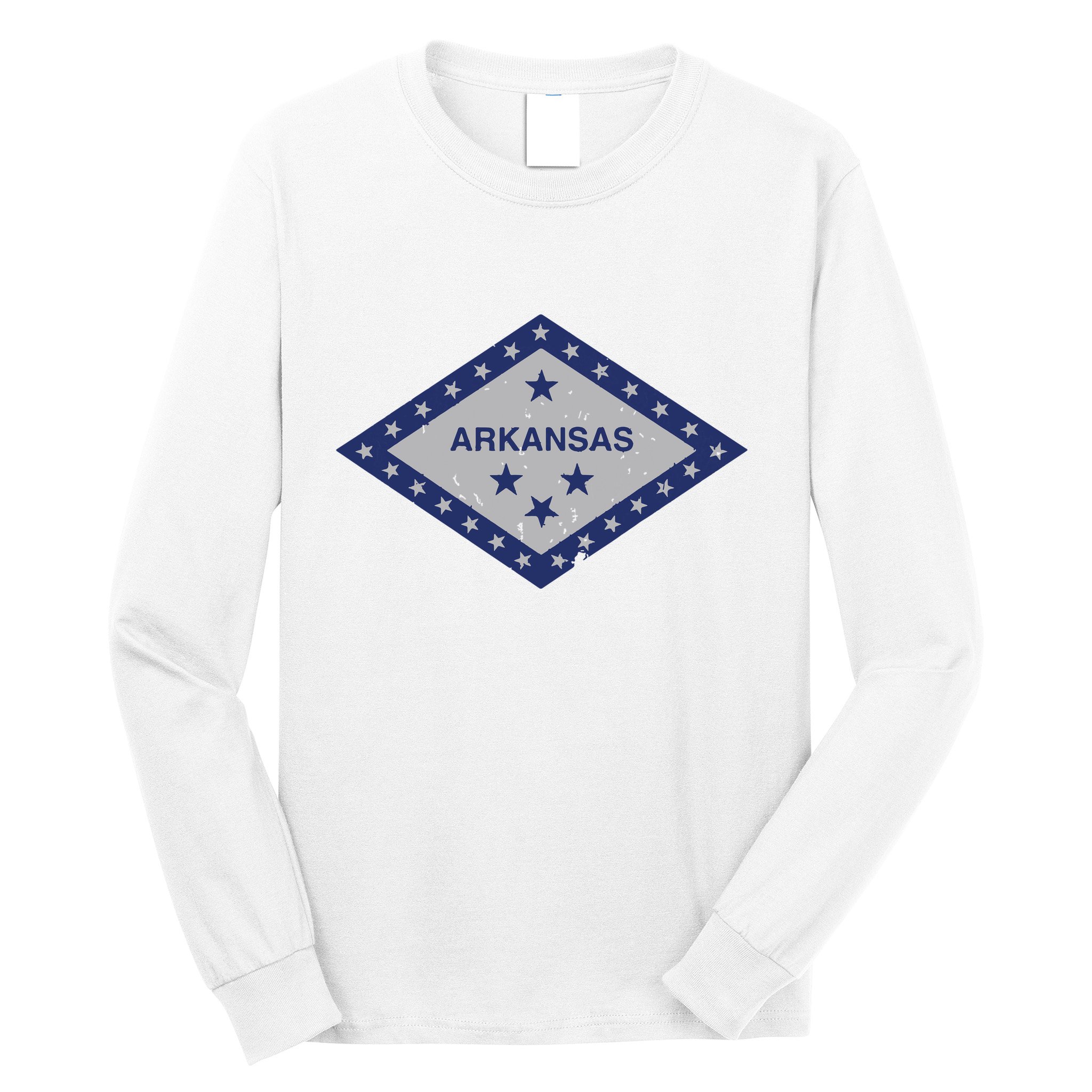 Distressed Diamond And Stars Arkansas State Flag Long Sleeve Shirt